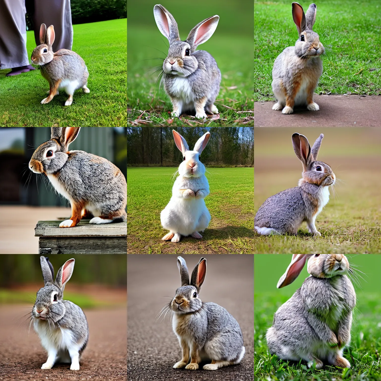 Prompt: rabbit standing on front legs