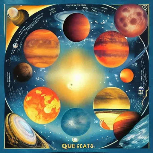 Prompt: planets in space, poster, album art, cover art, fantasy, queen, journey, starship band