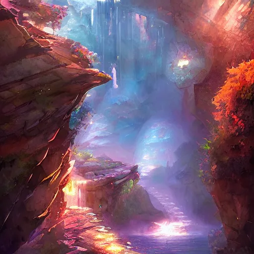 Image similar to a gorge made of crystal by jordan grimmer