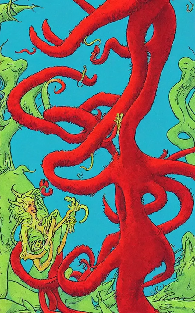 Prompt: cover of a dr seuss book about cthulhu