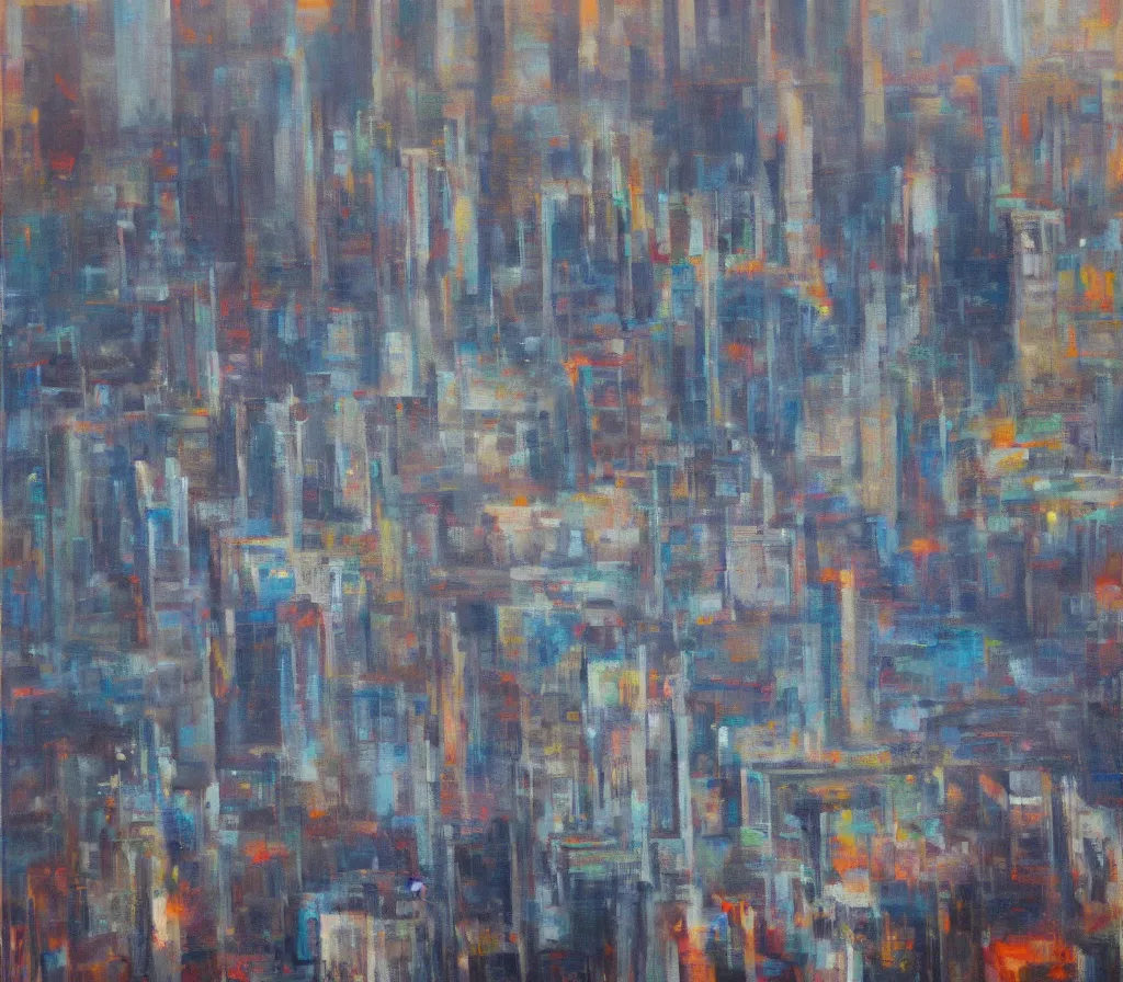 Prompt: a city beyond the edge of reality, oil on canvas