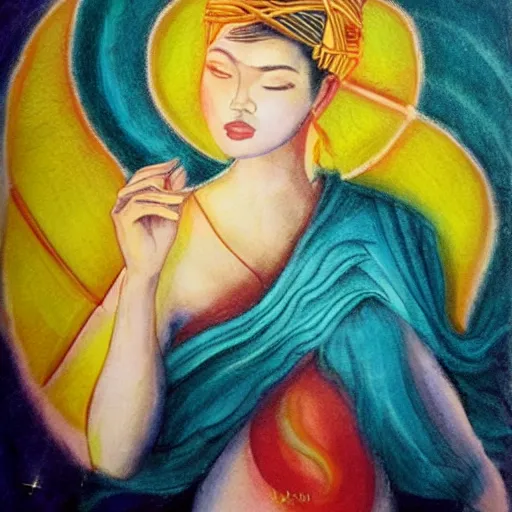 Image similar to The Goddess of Art, in the style of Octavia Ocampo,