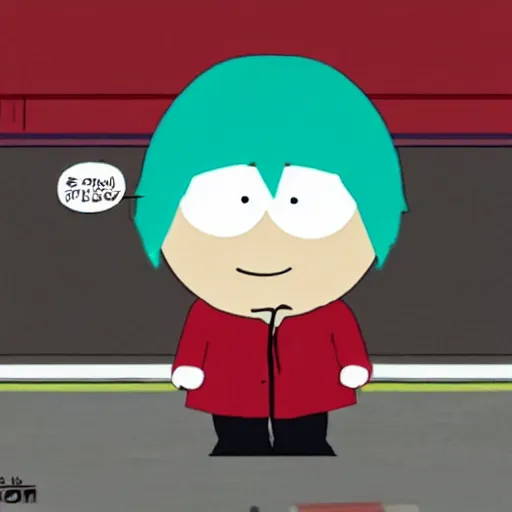 Prompt: miku hatsune as south park character