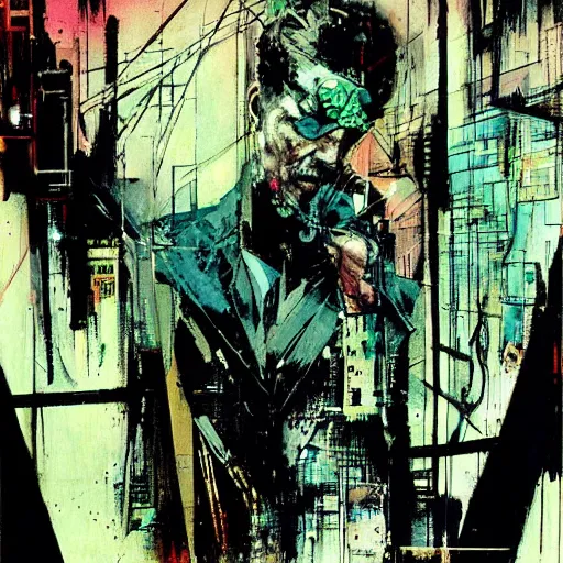 Prompt: cyberpunk dreaming by dave mckean and bill sienkiewicz