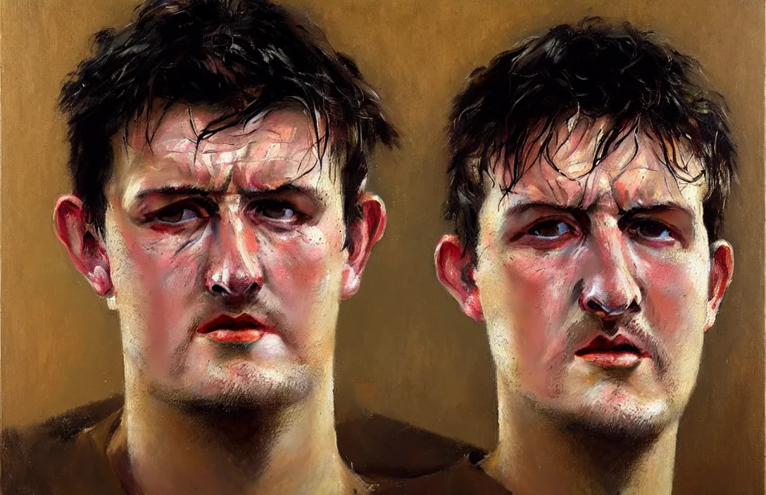 Prompt: portrait of harry maguire!!!!!!!!!!!!!!!!!!!!!!!!!!!, detailed face, detailed painting, epic lighting, by ilya repin, phil hale and kent williams