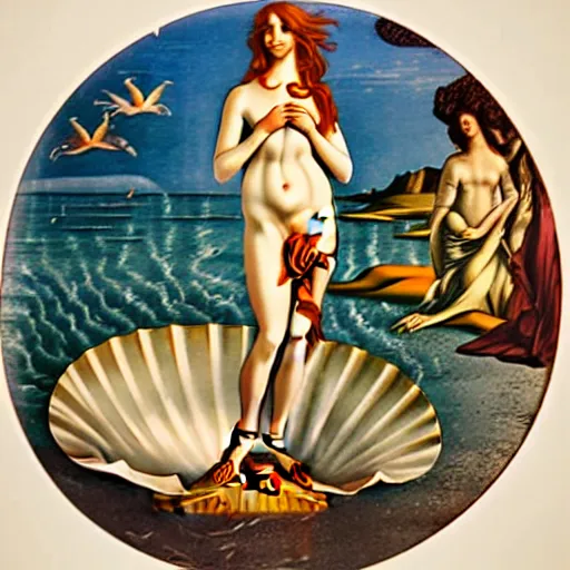 Prompt: A Polaroid photo of the birth of Venus, full color, detailed, clean background, full shot, 4k