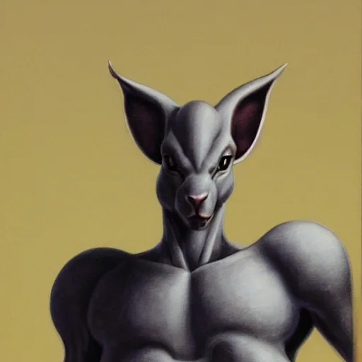 Image similar to a portrait of mewtwo, in the style of wayne barlowe