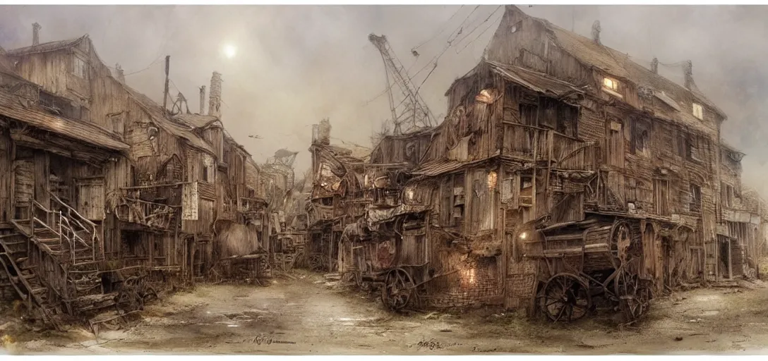 Image similar to (((((a ramshackle mining town))))) by Jean-Baptiste Monge!!!!!!!!!!!!!!!!!!!!!!!!!!!