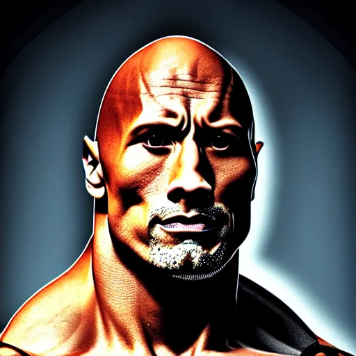 Image similar to A highly detailed photograph of cybernetic Dwayne Johnson