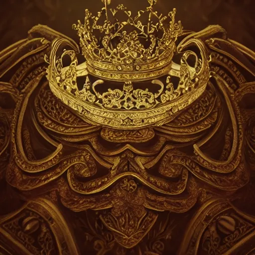 Prompt: A crown on a pillow in a regal setting, Close up, details, sharp focus, elegant, highly detailed, illustration, intricate, beautiful, trending artstation, pixiv, digital art, horror, golden ratio, by Mandy Jurgens, Irina French, and Heraldo Ortega