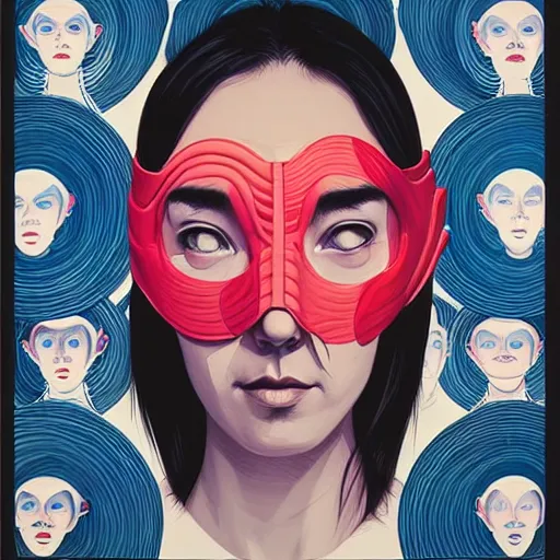 Image similar to portrait of people with sanitary mask, Tristan Eaton, artgerm, Victo Ngai, RHADS, ross draws