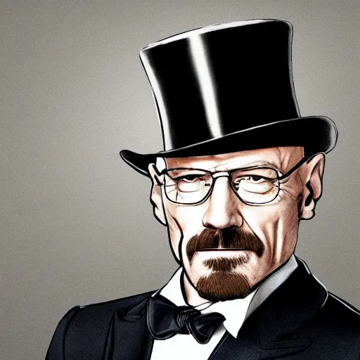 Prompt: Walter white with a top hat