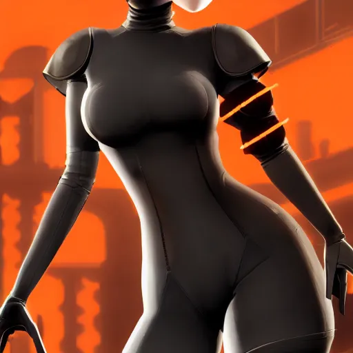 Image similar to portrait of 2B nier automata wearing skin tight clothes, gameplay screenshot from the video game Half life 2, digital art, trending on Artstation, CGSociety