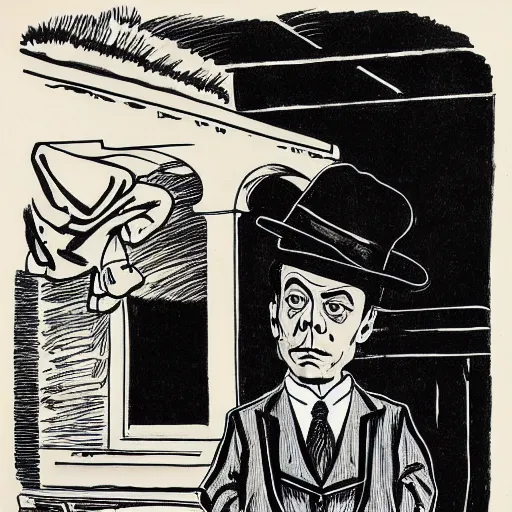 Image similar to buster keaton drawn by robert crumb