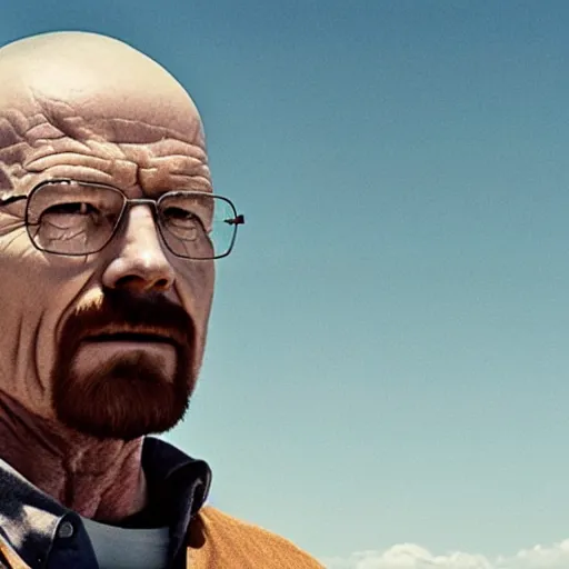 Prompt: breaking bad still of walter white staring at a lemon character