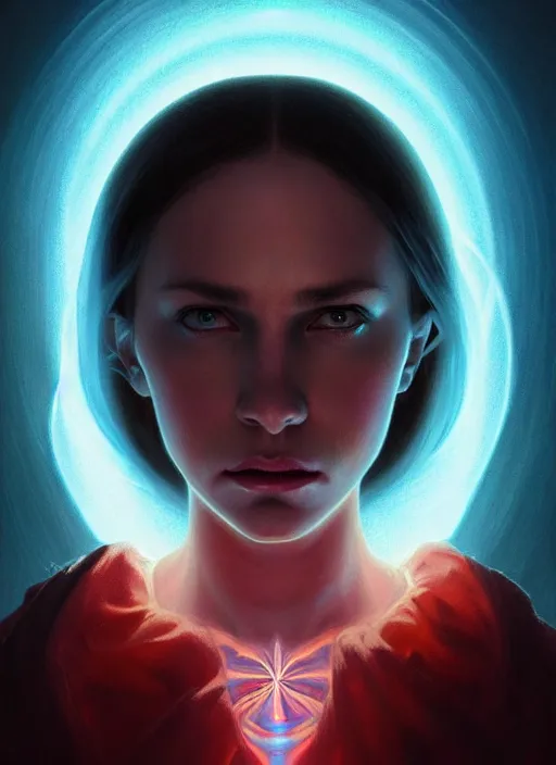 Prompt: full face epic portrait, virgin mary with glowing eyes, elden ring, matte painting concept art, midjourney, beautifully backlit, swirly vibrant color lines, majestic, cinematic aesthetic, smooth, intricate, 8 k, by ilya kuvshinov, artgerm, darius zawadzki and zdizslaw beksinski