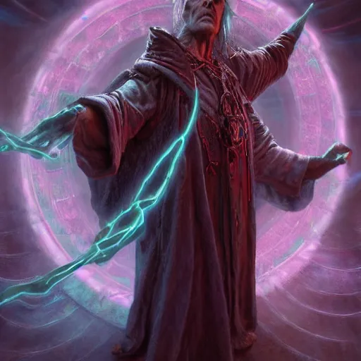 A necromancer pulsing with necrotic energy, Art by | Stable Diffusion ...