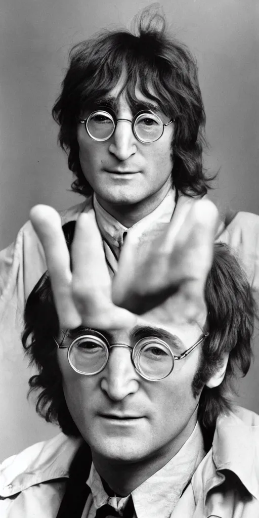 Image similar to John Lennon at Age 85, photo, portrait