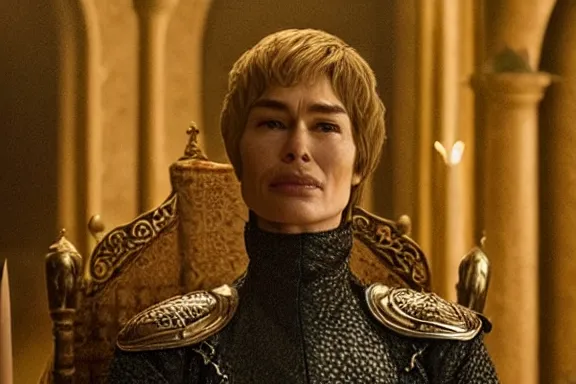 Image similar to very very intricate photorealistic photo of cersei killed by jaime lannister, photo is in focus with detailed atmospheric lighting, award - winning details