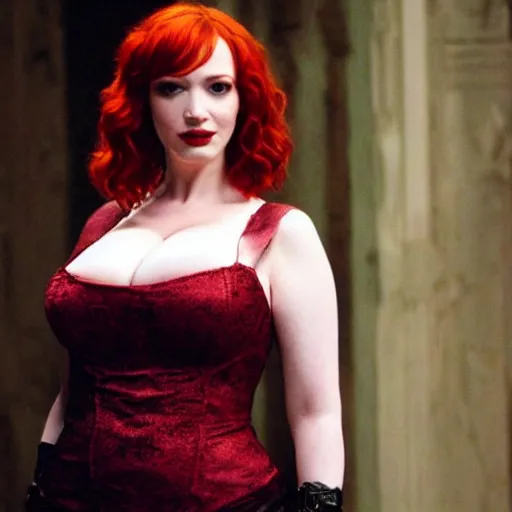 Image similar to full body photo of christina hendricks as a vampire warrior