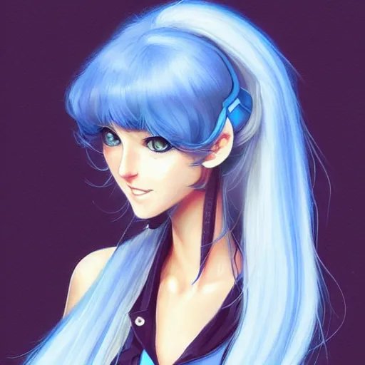 Prompt: Adorable Cat girl looking like blake lively, Blue hair and Luminescent eyes, highly detailed, by Range Murata, artgerm, digital illustration, beautiful, concept art, best on artstation