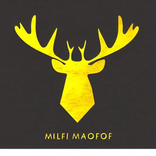 Image similar to a yellow moose with maple leaf antlers looking to the side logo, black background, logo