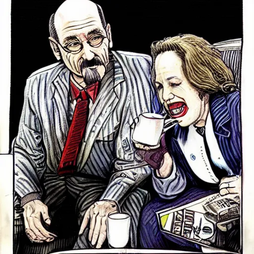 Image similar to The Artwork of R. Crumb and his Cheap Suit Dr. Phil tells you to have more relations, pencil and colored marker artwork, trailer-trash lifestyle