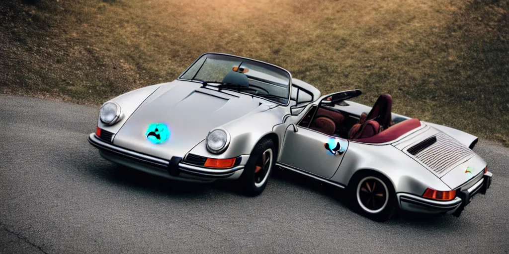 Prompt: photograph, 1974 PORSCHE 911, roadster, by Pete Biro, press release, cinematic, malibu canyon, 8k, depth of field, bokeh. chrome accents,