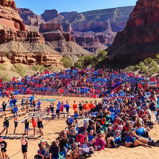Image similar to epic volleyball tournament in the grand canyon
