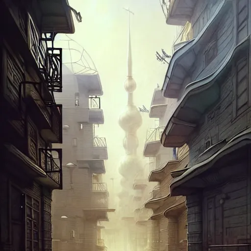 Prompt: It’s sublimely calm on the streets of Russian panel houses quarters on the Moon city, Norilsk, sci-fi, fantasy, intricate, very very beautiful, elegant, highly detailed composition, digital painting, artstation, concept art, smooth, sharp focus, illustration, art by artgerm and greg rutkowski and alphonse mucha