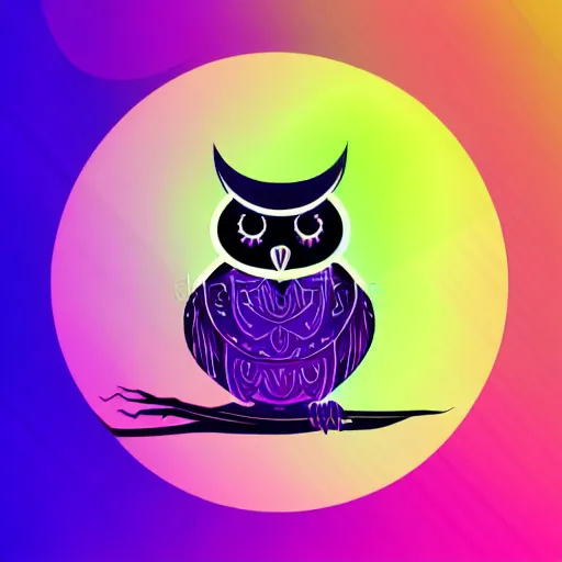 Image similar to cosmic owl logo, vector illustration, gradient, aesthetic, silky texture, hd, minimalistic