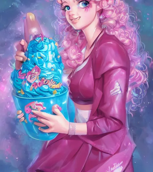 Prompt: humanized pinkie pie throws a party, a plus sized white girl with curly pink hair and freckles, art by stanley lau, artgerm, rossdraws, ross tran, sakimichan, cyarine, beautiful art