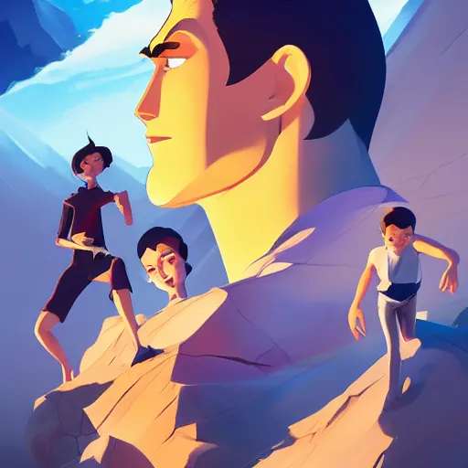 Image similar to face icon stylized minimalist the new adventures of johnny quest, loftis, cory behance hd by jesper ejsing, by rhads, makoto shinkai and lois van baarle, ilya kuvshinov, rossdraws global illumination