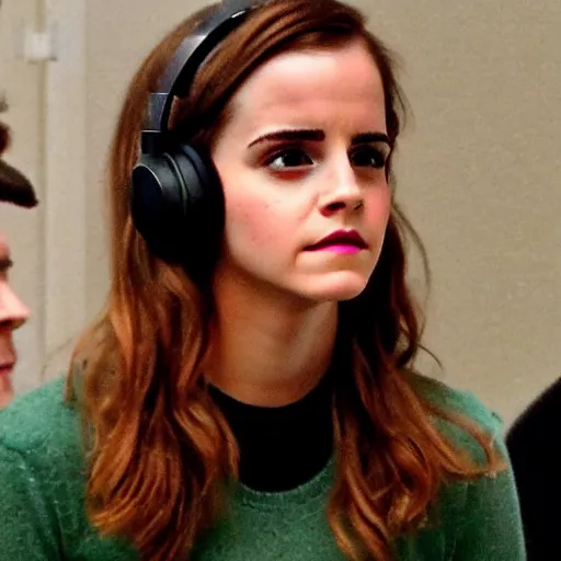 Image similar to emma watson wearing a gaming headset