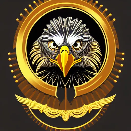 Image similar to Portrait of eagle, steampunk, gold, colorful, illustration, highly detailed, simple, smooth and clean vector curves, no jagged lines, vector art , smooth