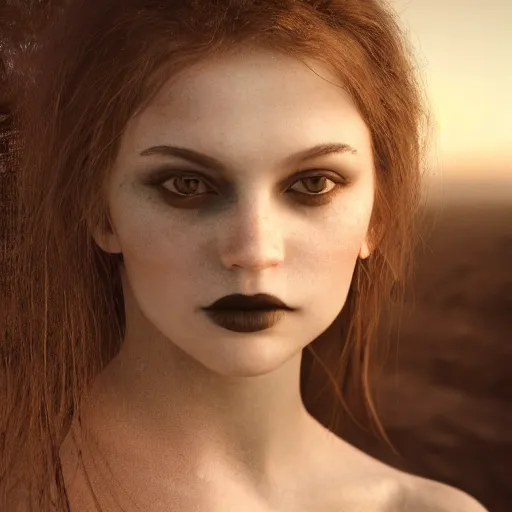 Image similar to photographic portrait of a stunningly beautiful gothic female in soft dreamy light at sunset, by edward robert hughes, annie leibovitz and steve mccurry, david lazar, jimmy nelsson, breathtaking, 8 k resolution, extremely detailed, beautiful, establishing shot, artistic, hyperrealistic, beautiful face, octane render