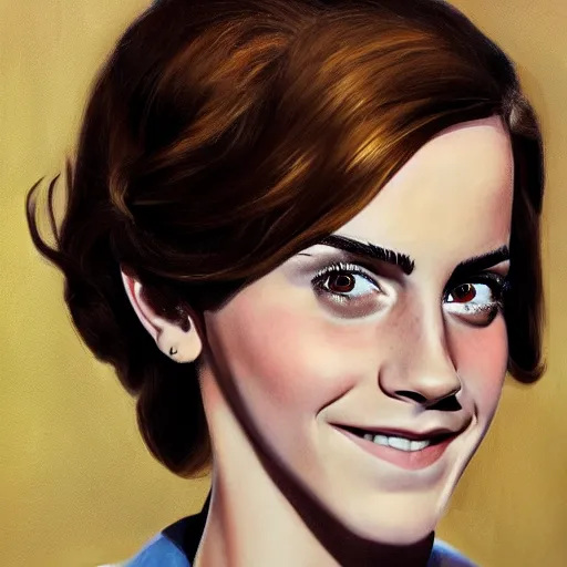 Image similar to emma watson as count chocula, photorealistic, portrait, oil painting