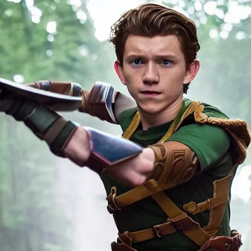 Image similar to Tom Holland as Link from The Legend of Zelda live-action movie