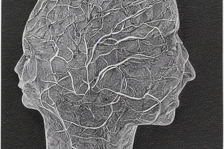 Prompt: depiction of alzheimer on black paper by laura footes, pen and paper, ink sketch, intricate, hyper detailed