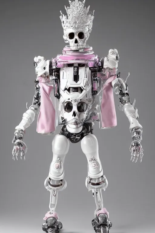 Image similar to full-body rococo and cyberpunk style porcelain and chrome statue of Marcelo Mastro android dotado sim camisa con un novinho gostoso e falling from the sky, glowing white laser eyes, prince crown of pink gears, diamonds, swirling silver-colored silk fabric. futuristic elements. full-length view. space robots. human skulls. intricate artwork by caravaggio. Trending on artstation, octane render, cinematic lighting from the right, hyper realism, octane render, 8k, depth of field, 3D