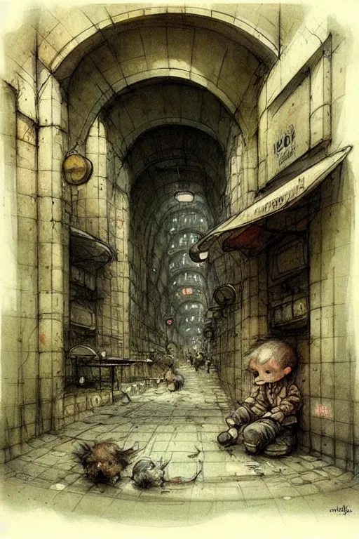 Image similar to (((((1950s underground city . muted colors.))))) by Jean-Baptiste Monge !!!!!!!!!!!!!!!!!!!!!!!!!!!