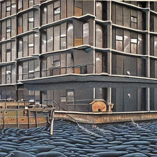 Image similar to mothership loading dock oil painting by MC Escher, hyperrealism