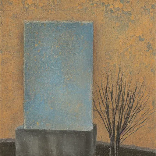 Image similar to an arid impasto painting by shaun tan of an abstract forgotten sculpture by the caretaker and ivan seal