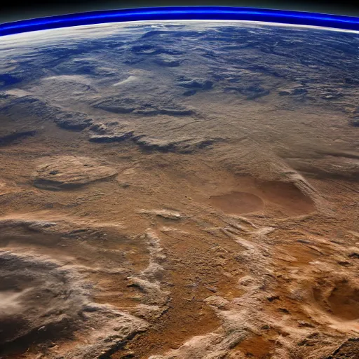 Image similar to desolated earth, from space, realistic