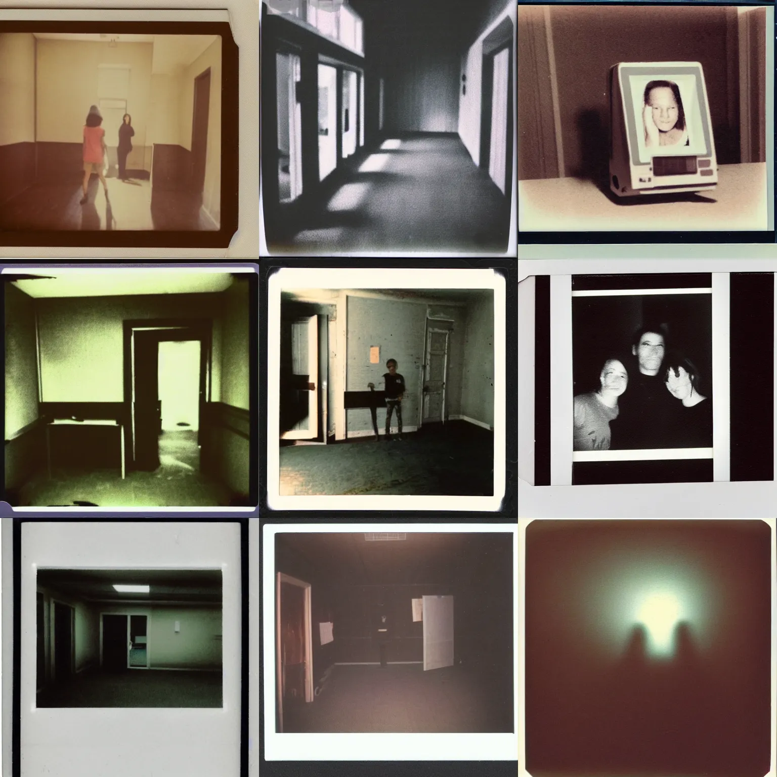 Prompt: polaroid photo proof that the ghost in the empty community room is real!