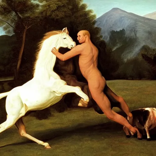 Prompt: this is hell, oil painting by george stubbs