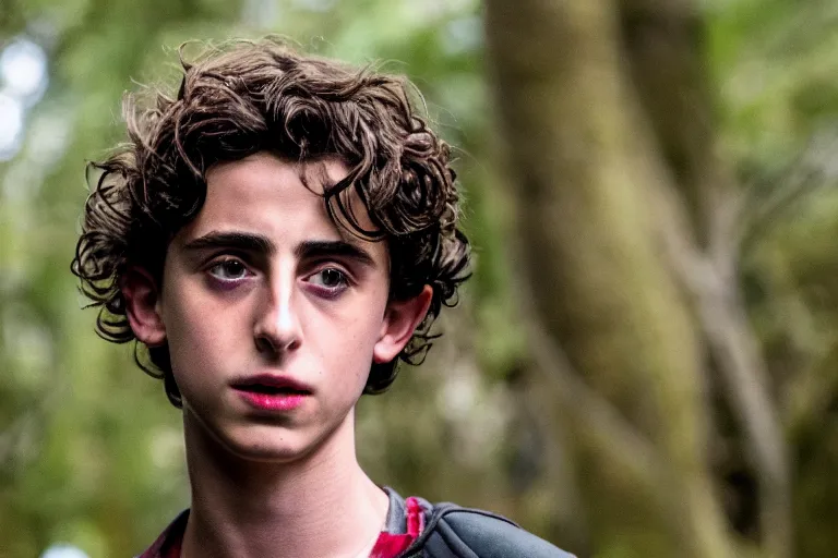 Prompt: timothee chalamet plays ralph in the live action adaptation of lord of the flies, red weapon 8 k s 3 5, cooke anamorphic / i lenses, highly detailed, cinematic lighting