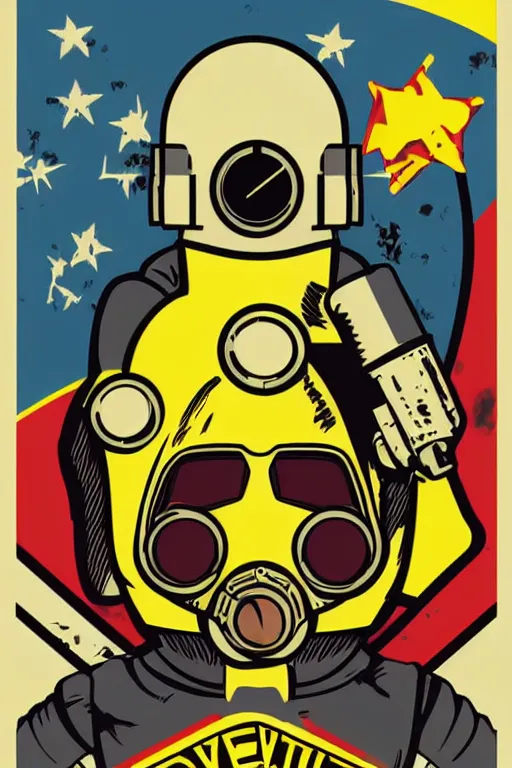 Image similar to fallout 7 6 retro futurist illustration art by butcher billy, sticker, colorful, illustration, highly detailed, simple, smooth and clean vector curves, no jagged lines, vector art, smooth andy warhol style