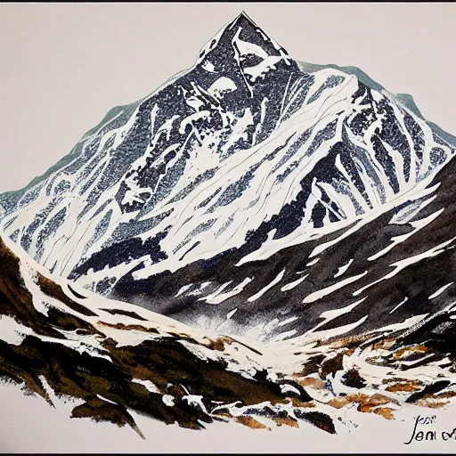 Image similar to everest in the style of john blanche