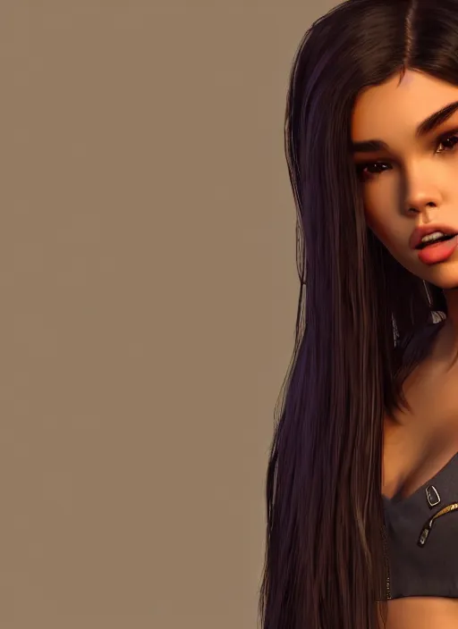 Image similar to Madison Beer as a video game character, digital art, unreal engine, unreal engine render, blender render, render, 4k, coherent